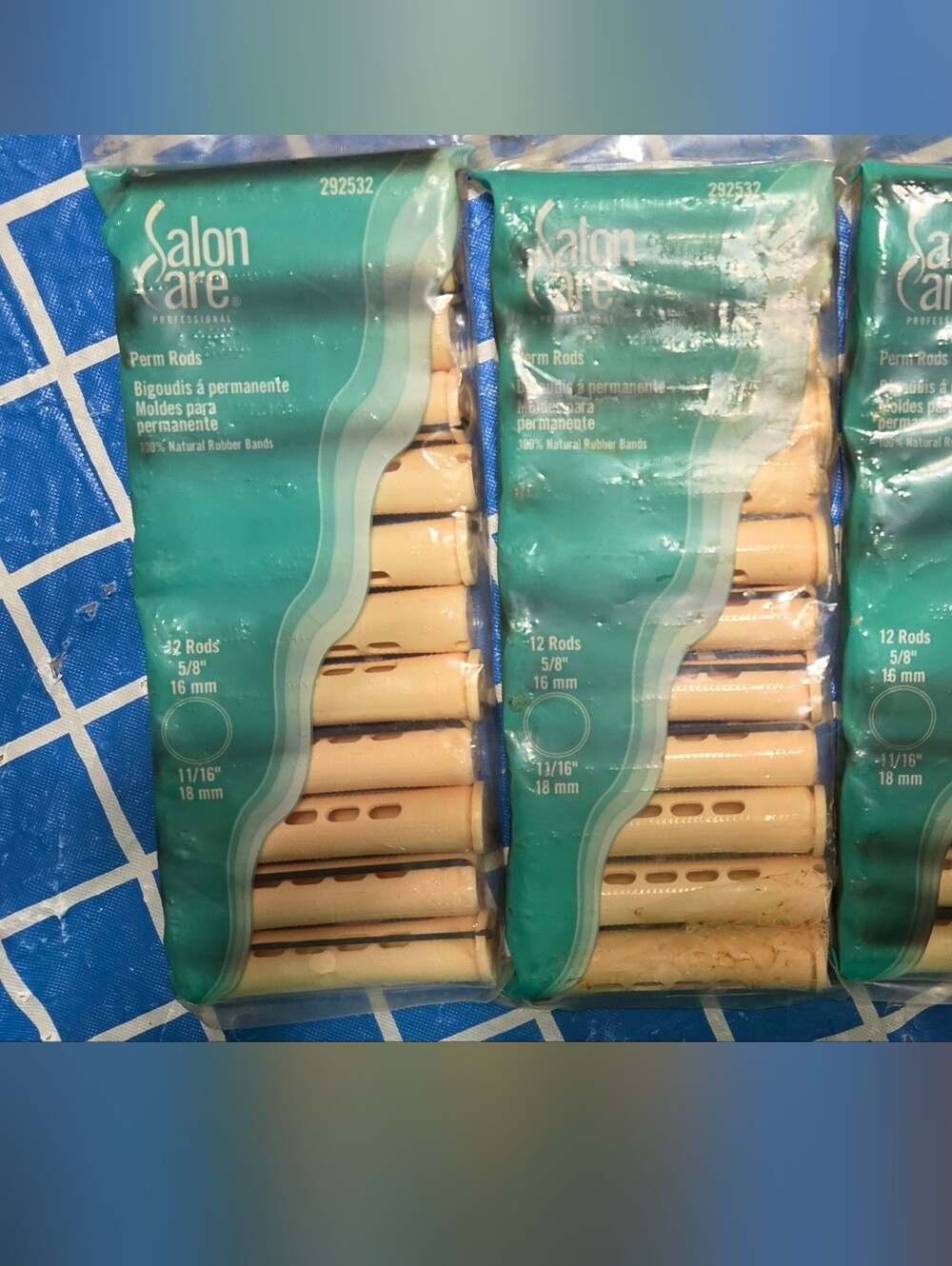 Salon Care Beige Hair Perm Rods Pack - Neutral Styling Rods 3 - 12 Count Package